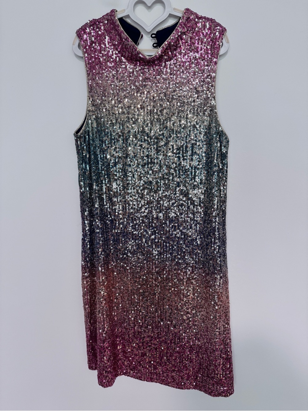 Girls Sleeveless Sequin Rainbow Ombre Shift Dress - Girls size (age) 14